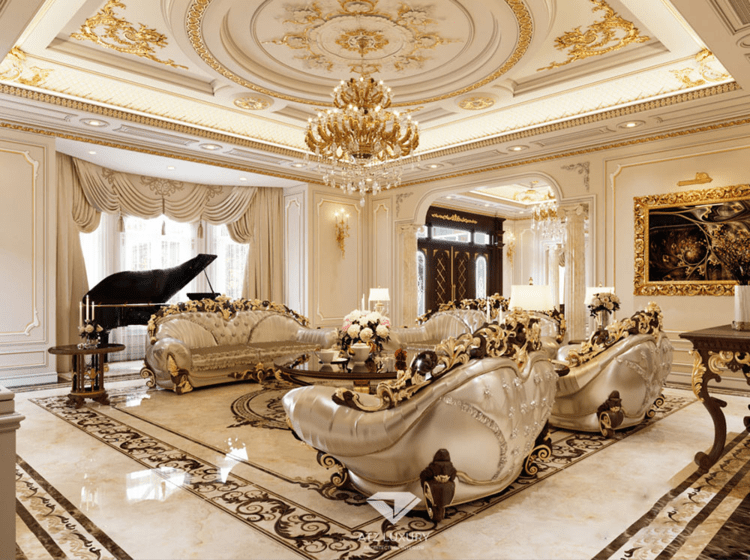 Mẫu phòng khách đẹp, thiết kế xa hoa cho nhà biệt thự