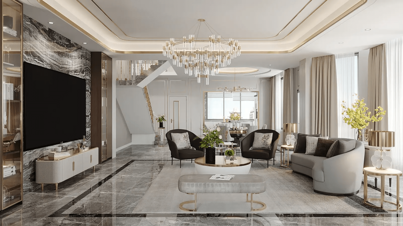 Mẫu phòng khách phong cách Luxury