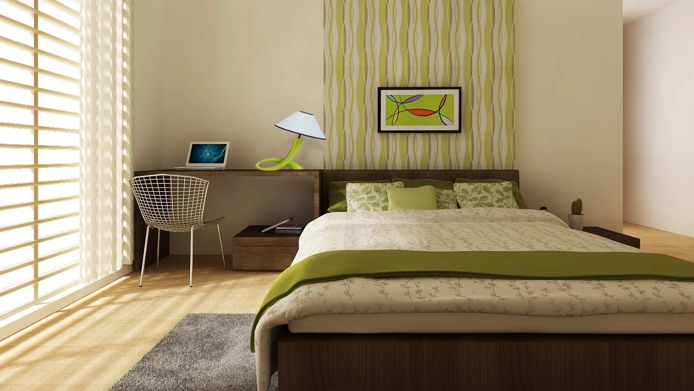 Mẫu thiết kế phòng ngủ đẹp với tone màu trắng xanh phù hợp với gia chủ mệnh mộc