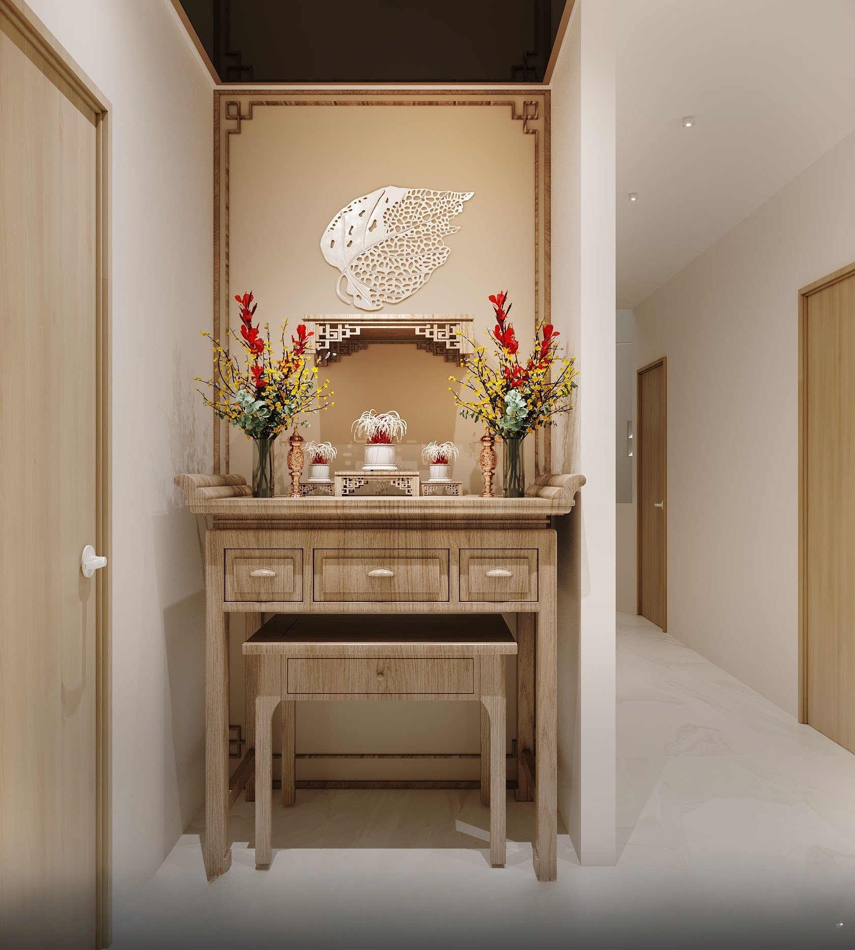 Diện tích thiết kế phòng thờ đẹp phổ biến