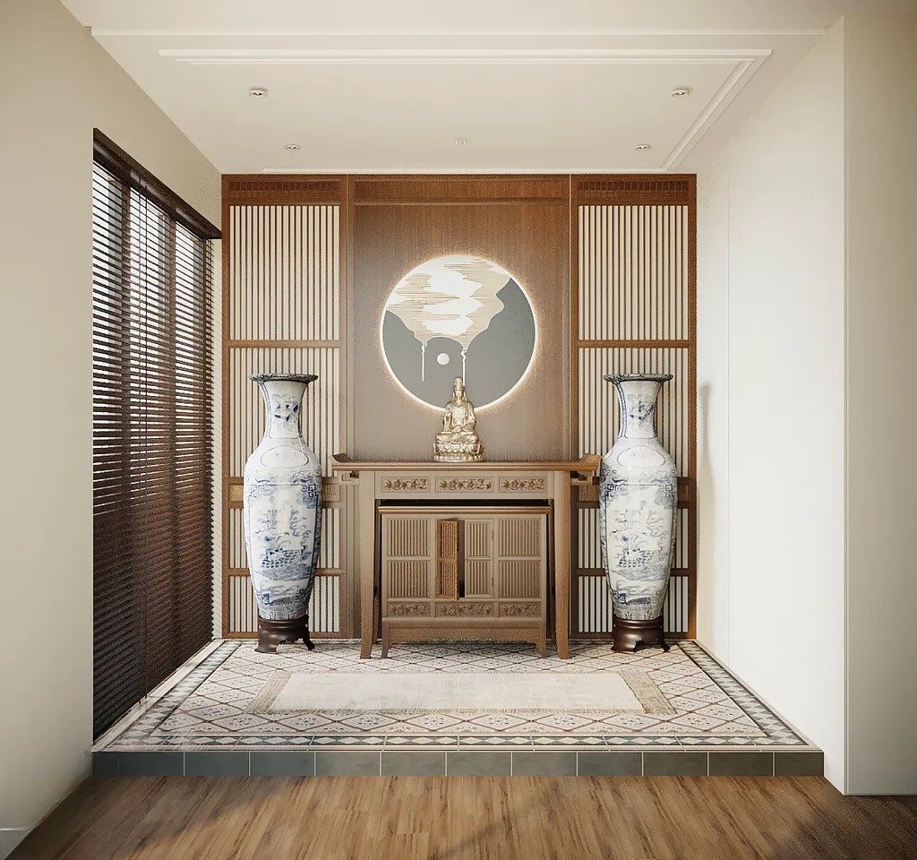 Bàn thờ đứng gỗ đẹp dành cho phòng thờ gỗ đẹp nhà chung cư