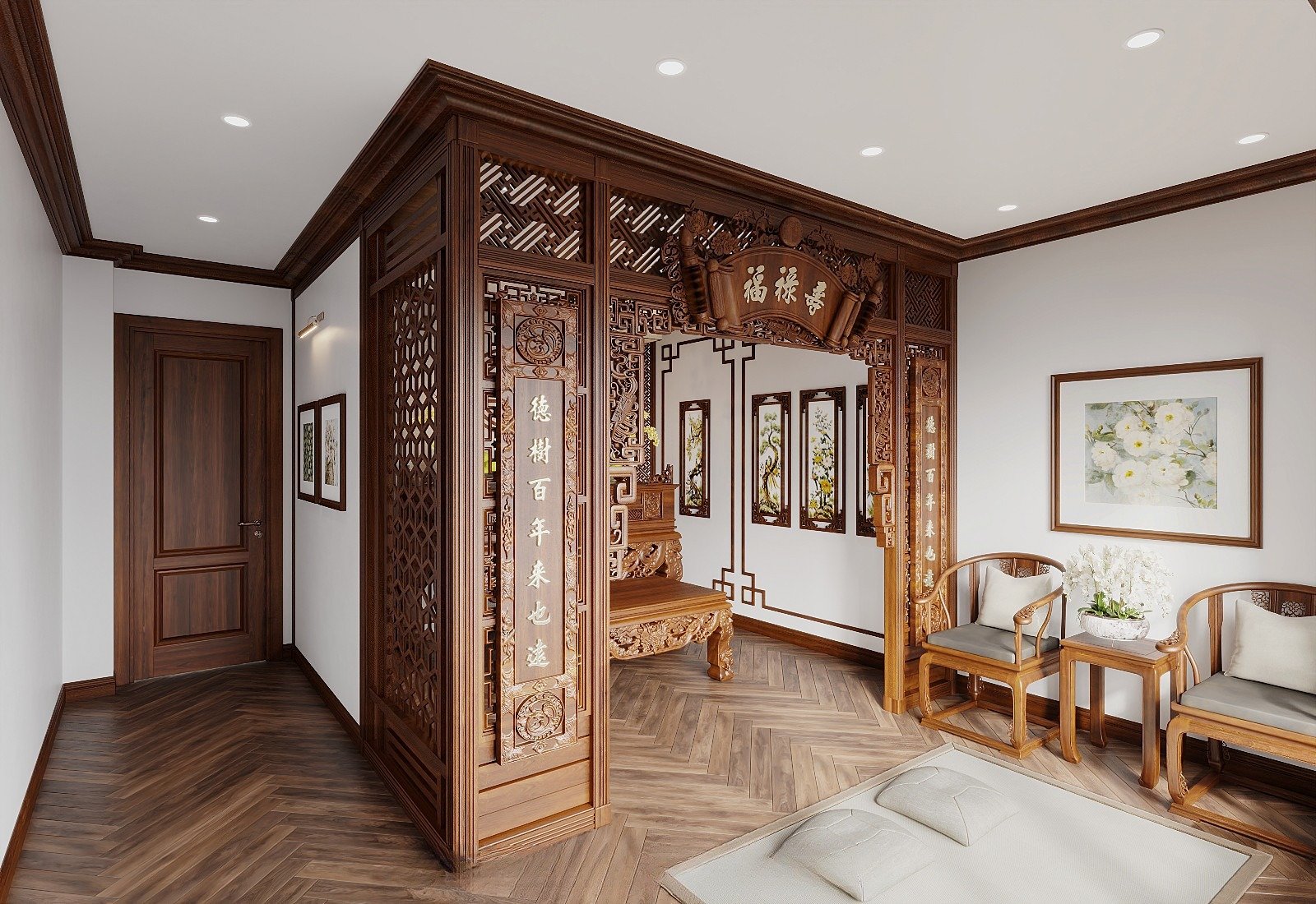 Bàn thờ gỗ đẹp dành cho phòng thờ nhà phố