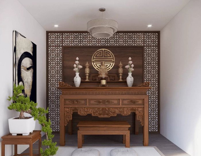 Mẫu phòng thờ phong cách hiện đại