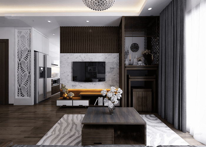 Mẫu phòng thờ kết hợp phòng khách
