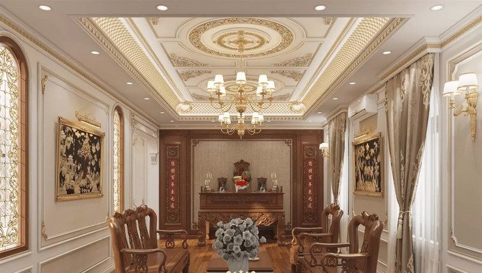 Mẫu phòng thờ đẹp giao thoa giữa truyền thống và hiện đại