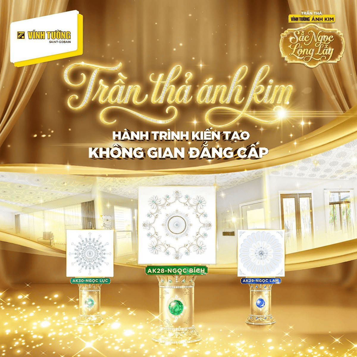 Bộ sưu tập 3 mẫu Tấm trang trí Vĩnh Tường DECO® Ánh Kim mới