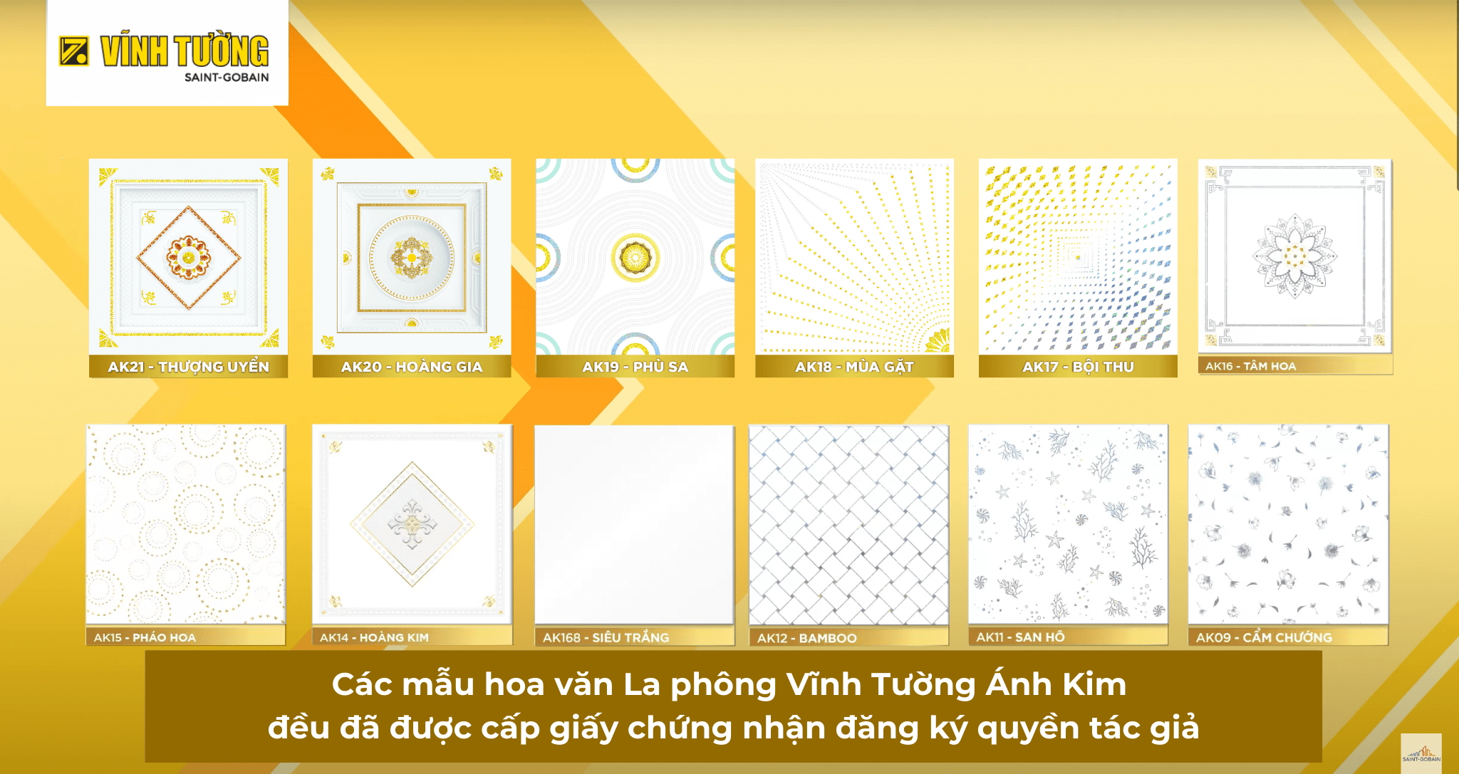 Mẫu tấm trần thả la phông ánh kim vĩnh tường