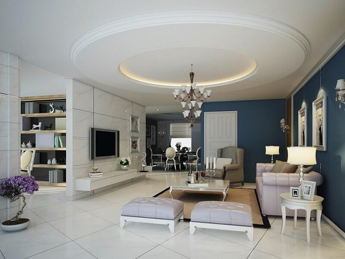 Trần nhà thiết kế khối tròn trung tâm