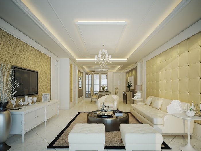 Mẫu trần thạch cao thiết kế tối giản nhưng không kém phần sang trọng