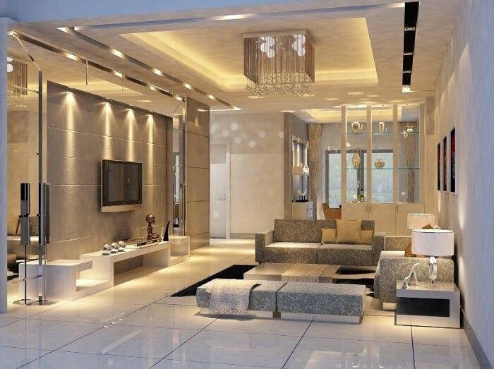 mẫu trần thạch cao giật cấp cho phòng khách