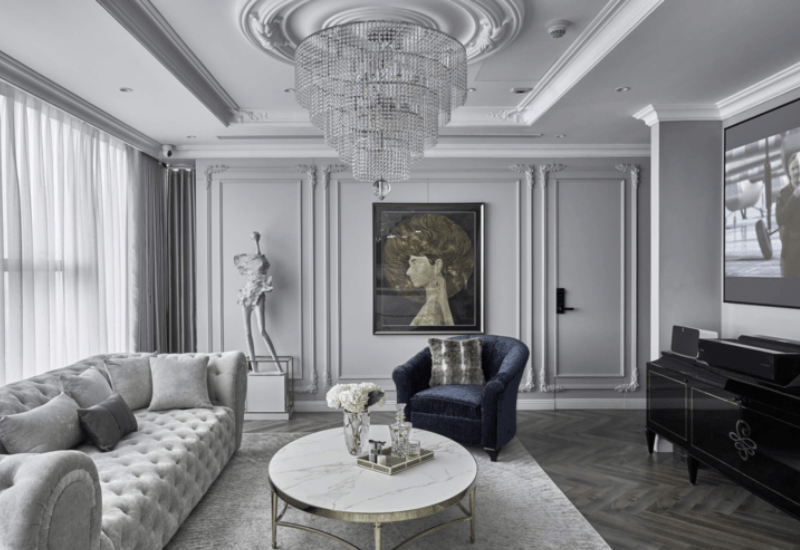 Mẫu trần thạch cao giật cấp kín nội thất sang trọng