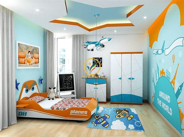 Mẫu trần thạch cao hình ngôi sao cho phòng ngủ bé trai năng động