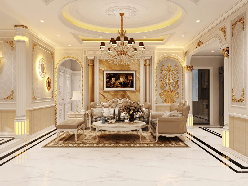 Mẫu trần thạch cao phòng khách hình tròn đẹp, hiện đại