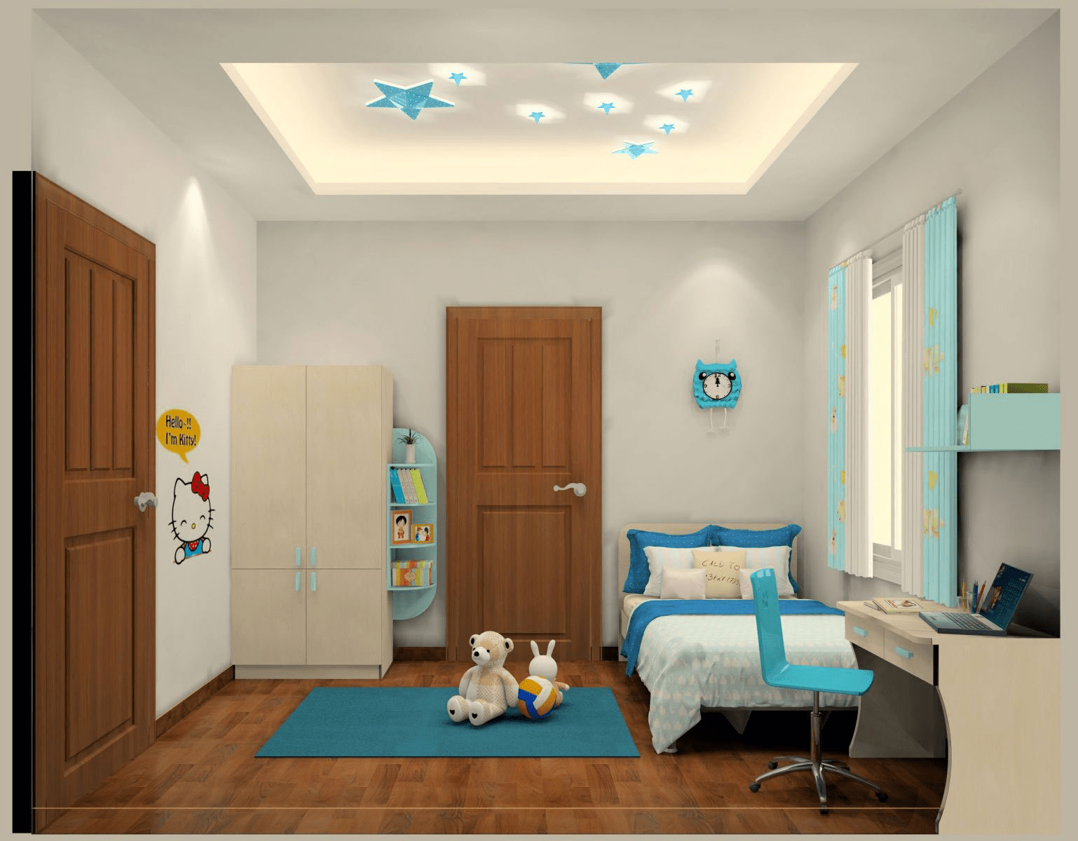 Mẫu trần thạch cao hình ngôi sao đẹp mắt cho phòng ngủ bé gái