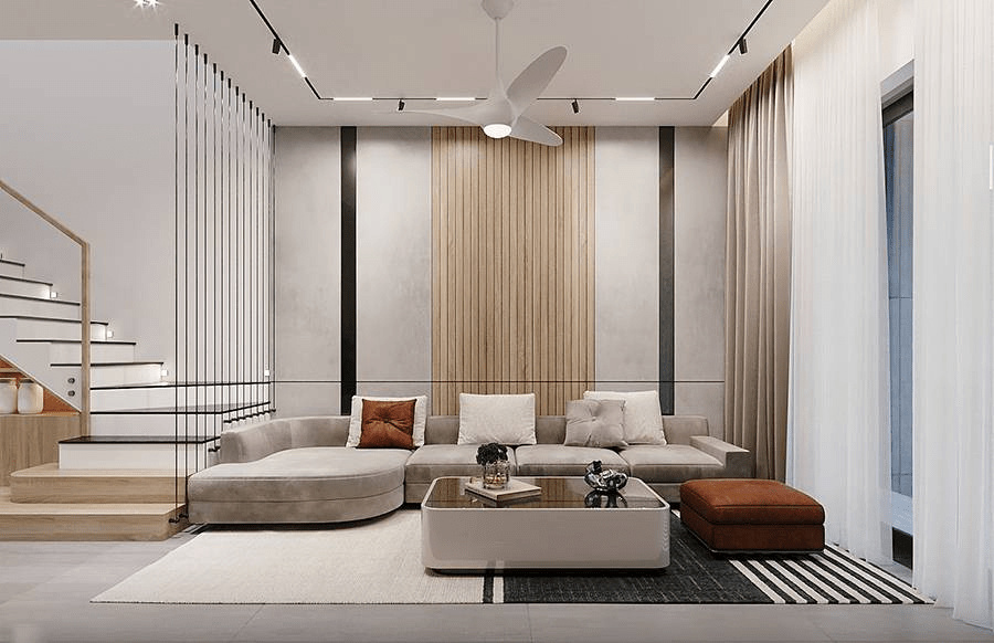 Mẫu trần thạch cao phẳng cho phòng khách đẹp, hiện đại