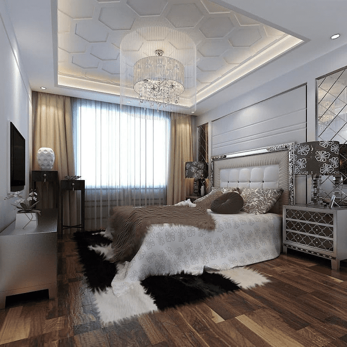 Hoạ tiết trang trí trần thạch cao phòng ngủ vợ chồng