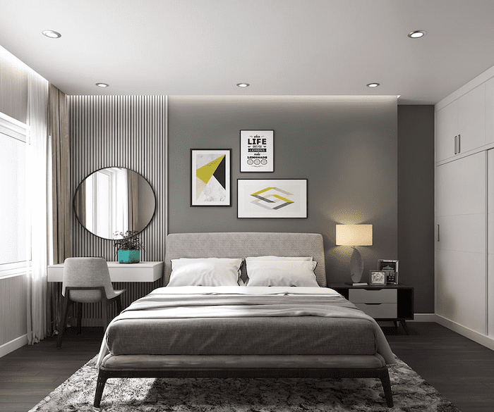 Mẫu trần thạch cao phẳng đẹp, đơn giản cho phòng ngủ vợ chồng