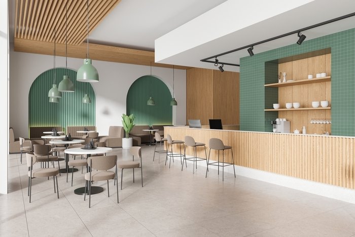 Mẫu trần thạch cao quán cà phê đẹp đơn giản và hiện đại, tạo cảm giác thoáng đãng