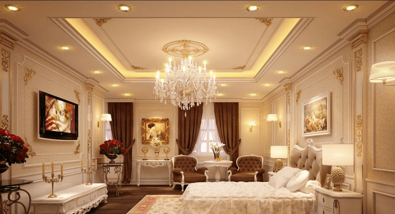 Mẫu trần thạch cao tân cổ điển phòng ngủ đẹp, đơn giản