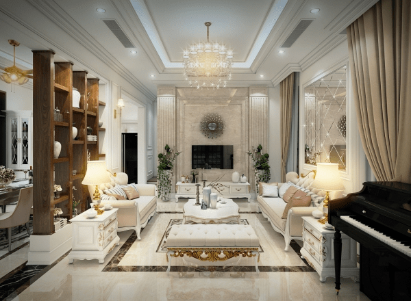 Lưu ý khi thiết kế, thi công trần thạch cao tân cổ điển