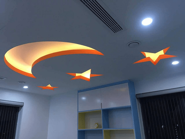Mẫu trần thạch cao trăng sao đẹp cho phòng ngủ chung
