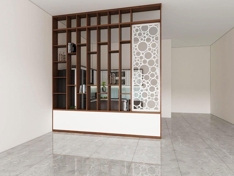 mẫu vách ngăn phòng khách và bếp