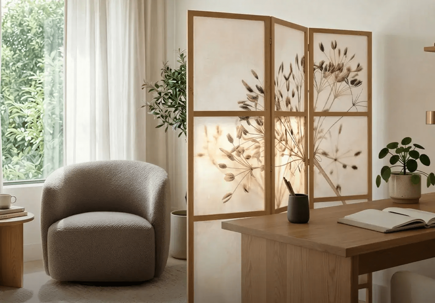 Mẫu vách ngăn phòng khách và bếp di động có thể gấp gọn
