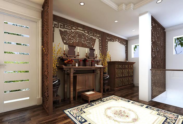 Vách ngăn phong cách truyền thống cho phòng thờ