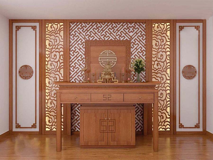 Vách ngăn đẹp cho phòng thờ 