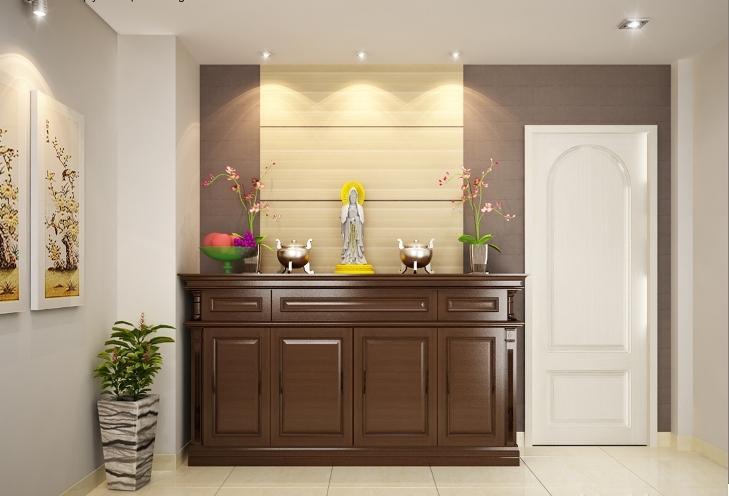Vách ngăn phòng thờ hiện đại bằng thạch cao