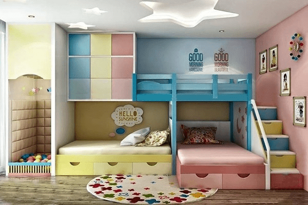 Mẫu trần thạch cao hình ngôi sao cho phòng ngủ chung của bé