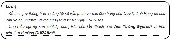 ngưng sản xuất một số tấm trang trí