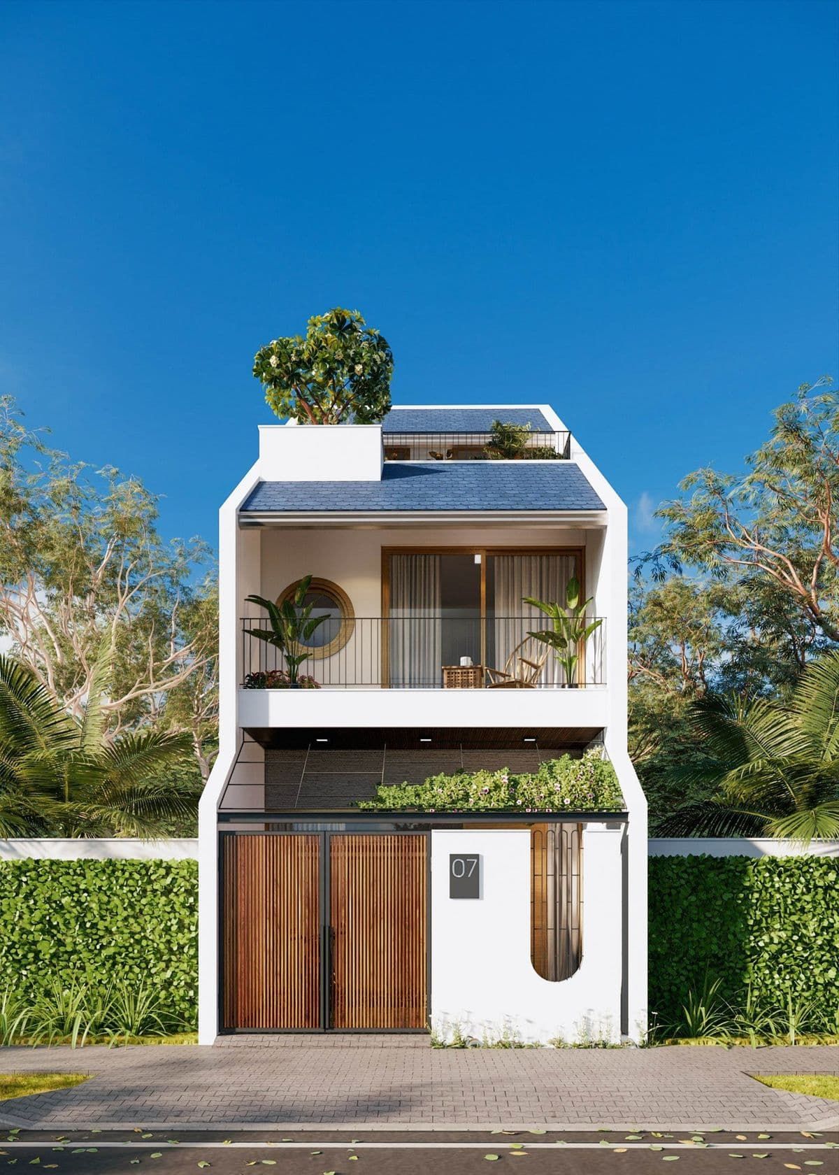 nhà 1 trệt 1 lầu 3 phòng ngủ có cửa kính lớn