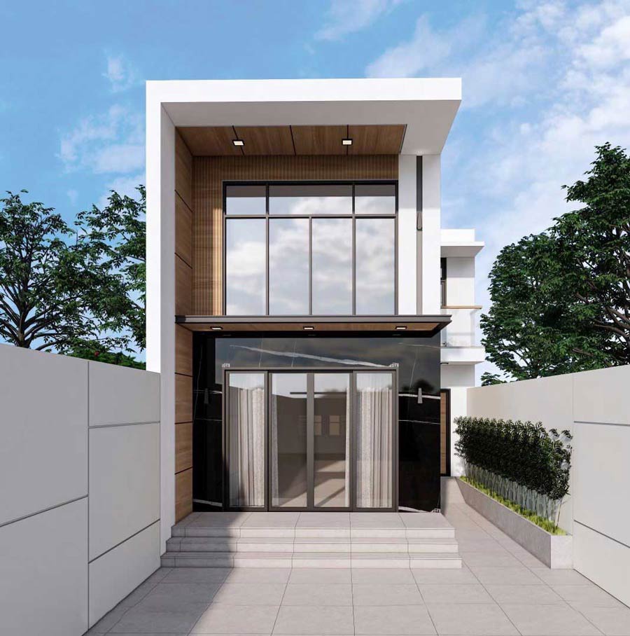 nhà 1 trệt 1 lầu 1 lửng hiện đại