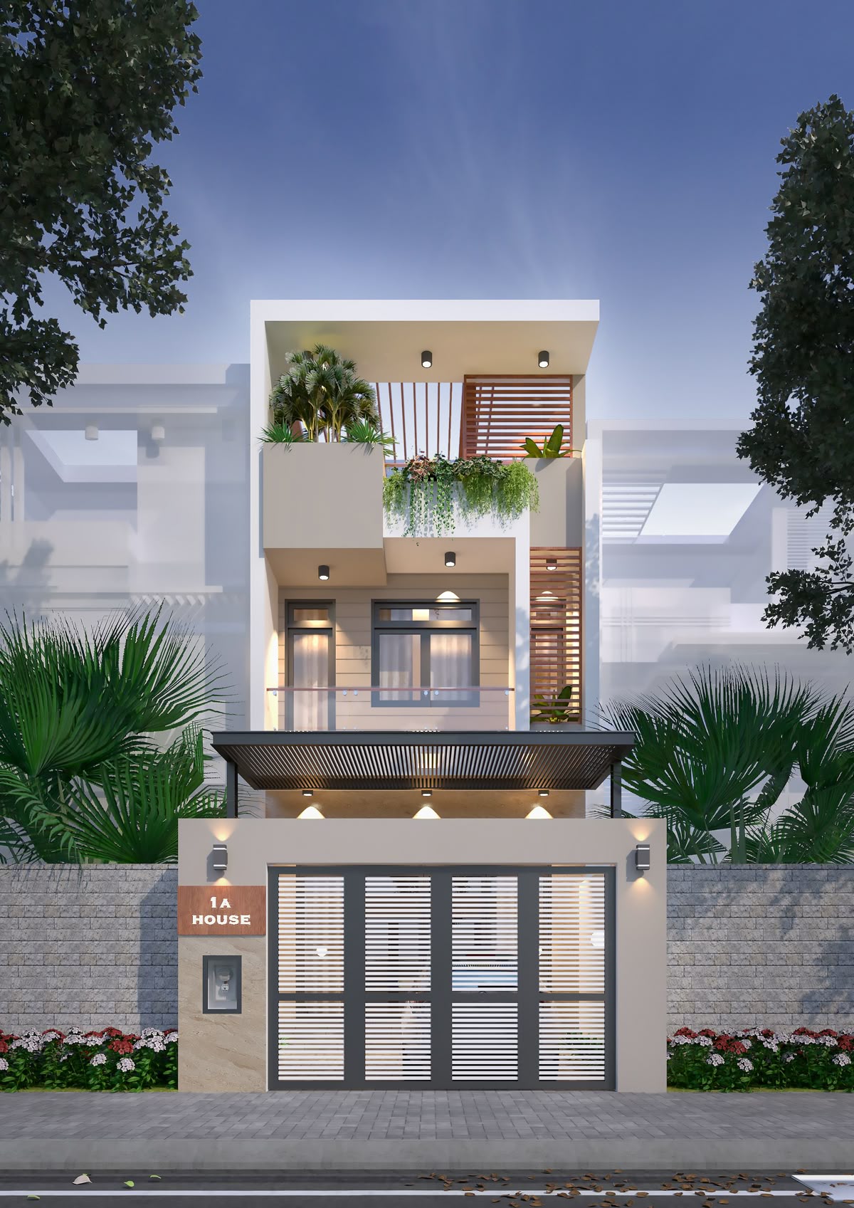 nhà 1 trệt 1 lầu 4x20 có sân thượng