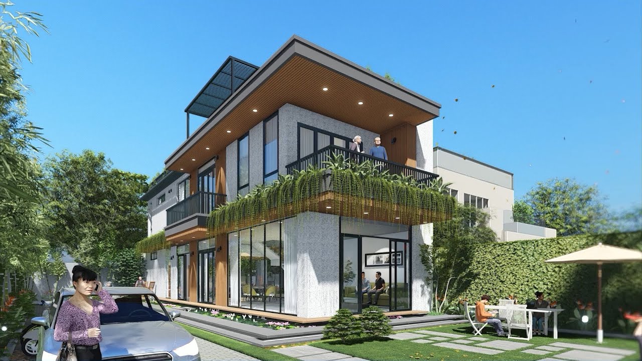 Thiết kế nhà vườn 2 tầng hiện đại, gần gũi với thiên nhiên