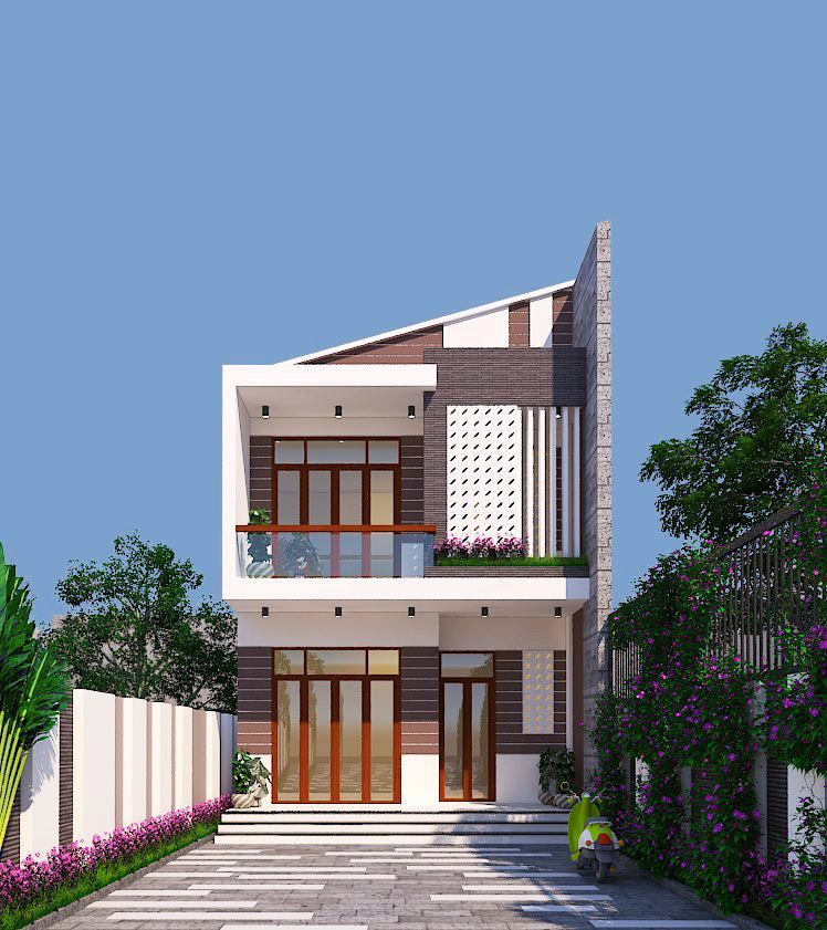 Mẫu nhà mái lệch 2 tầng 5x20 đẹp, hiện đại