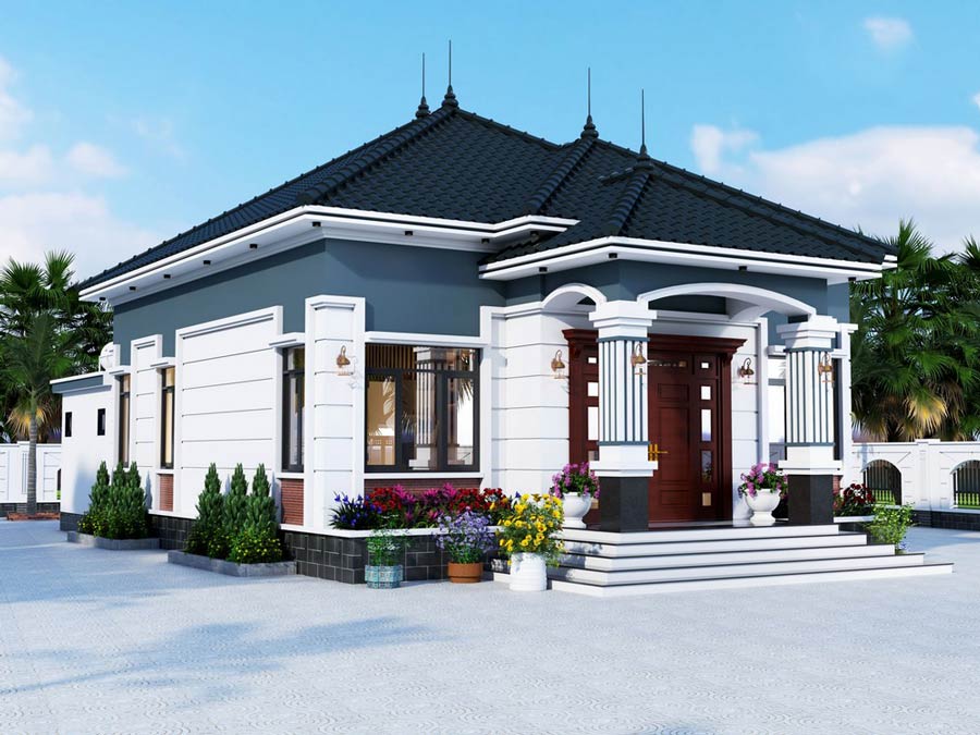 nhà ba gian mái Thái sang trọng