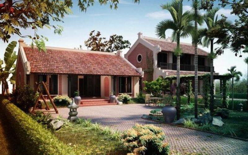 nhà ba gian ngói đỏ