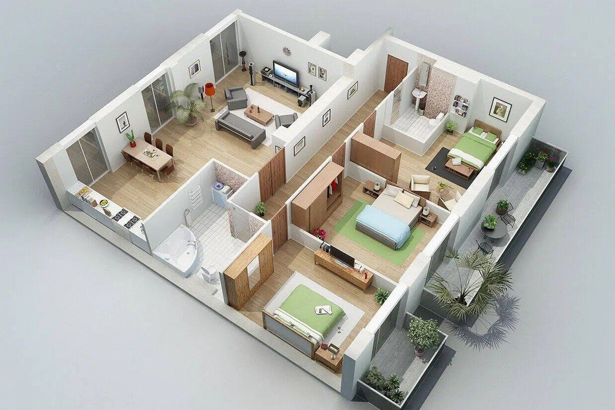 Thiết kế nhà cấp 4 3 phòng ngủ đầy đủ tiện ích, tiện nghi