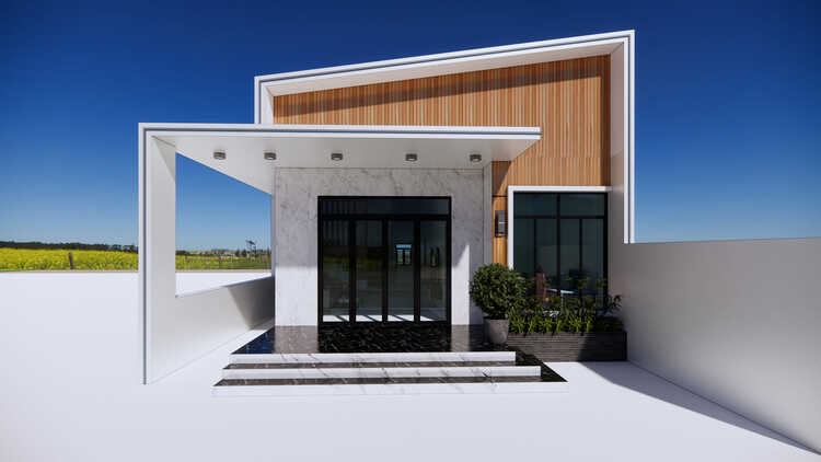 Mẫu nhà cấp 4 3 phòng ngủ mái lệch độc đáo