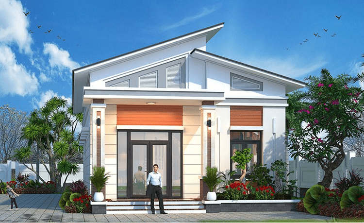 Mẫu nhà cấp 4 mái lệch đẹp, thiết kế độc đáo