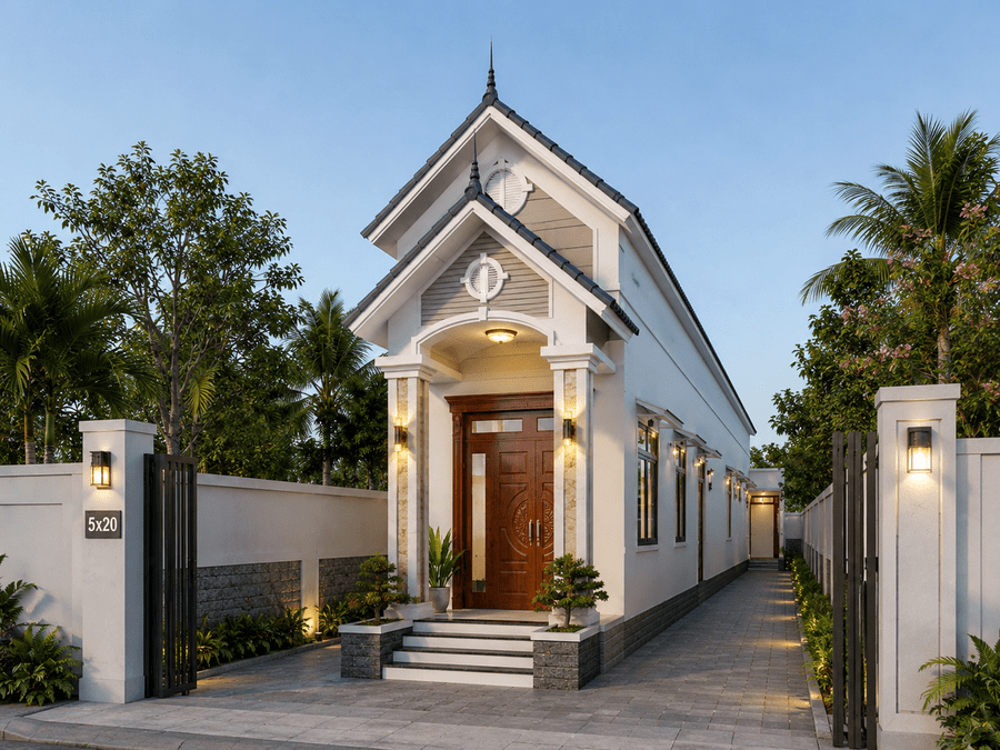 mẫu nhà cấp 4 mái thái 5x20 cao ráo
