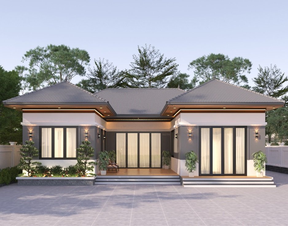 Mẫu nhà cấp 4 chữ U mang đến không gian sinh hoạt rộng rãi, tiện nghi