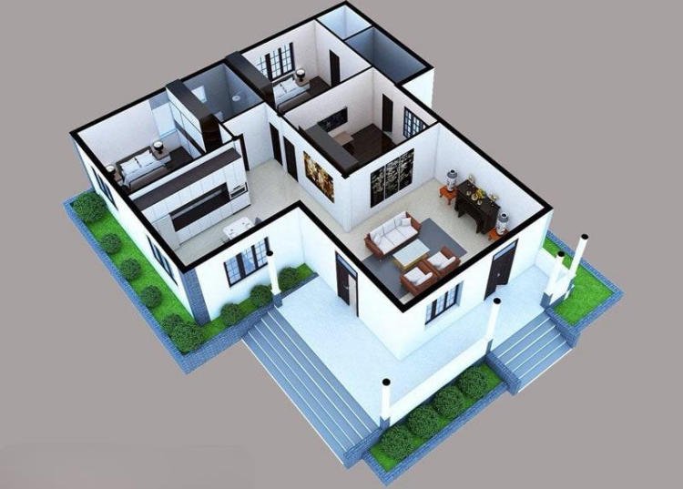 Bản vẽ nhà cấp 4 đẹp giá rẻ có 3 phòng ngủ đầy đủ tiện nghi cho cả gia đình (Nguồn: Internet)