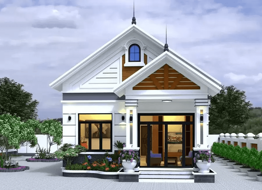 Mẫu nhà cấp 4 đẹp giá rẻ 300 triệu mái Thái 8x12m tinh tế và sang trọng