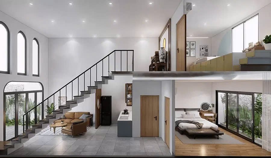 Nhà cấp 4 gác lửng 200 triệu theo phong cách hiện đại