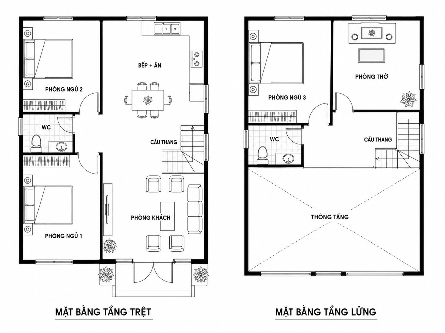 Bản vẽ nhà cấp 4 gác lửng mái Thái