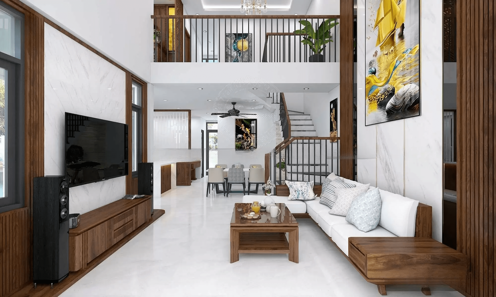 Mẫu nhà gác lửng cấp 4 thiết kế hiện đại, sang trọng