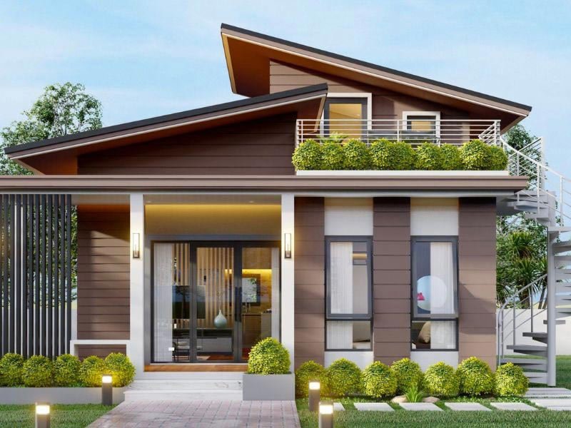 Mẫu nhà cấp 4 mái lệch đẹp, độc đáo